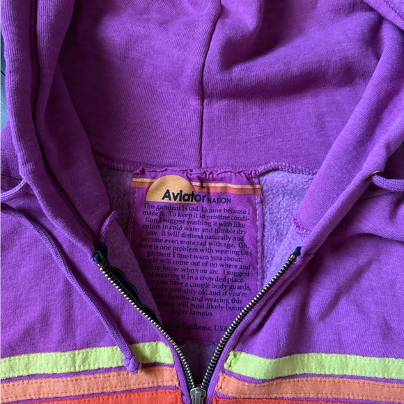NWOT Aviator Nations 5 STRIPE RELAXED ZIP HOODIE - Picture 2 of 7